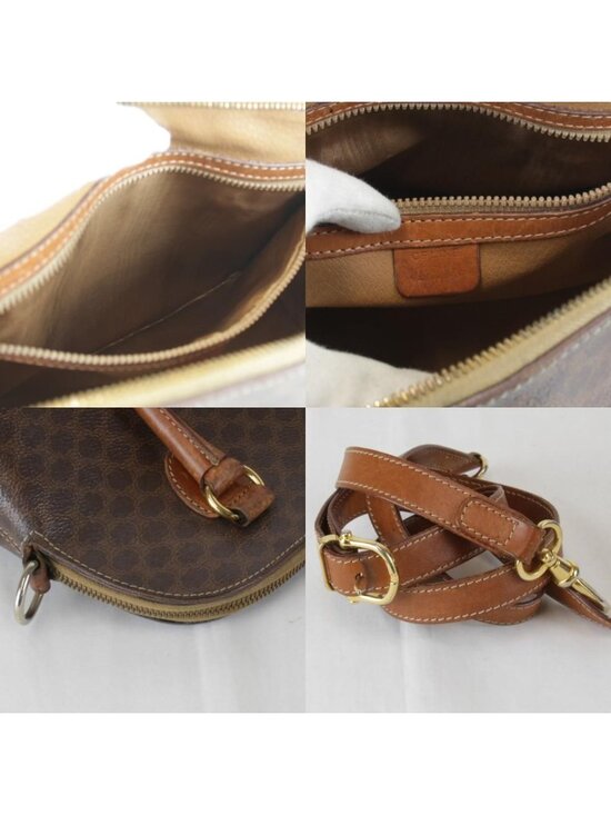 Celine Macadam Crossbody Bag in Brown PVC Leather - Purse Utopia Celine Macadam Strap Handbag Leather Brown